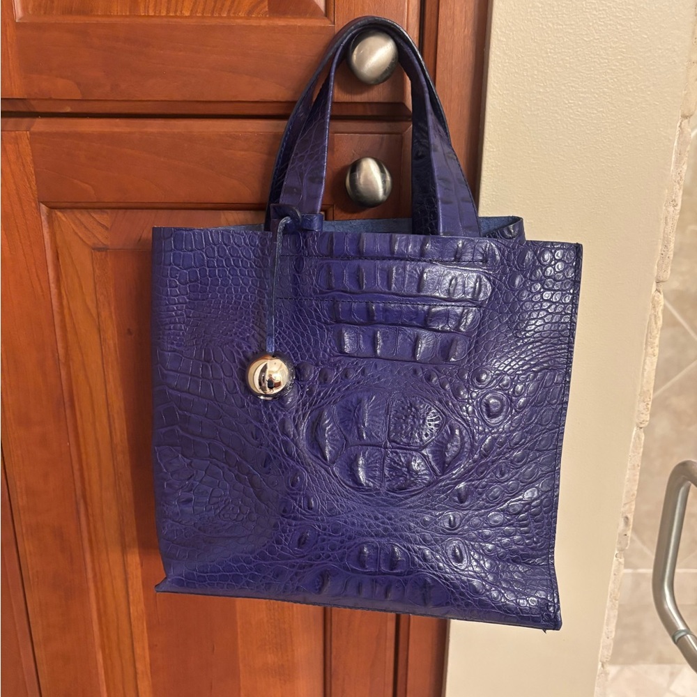 FURLA Croc Embossed Leather Tote